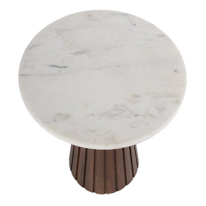 Butler Specialty Dara Luxurious Round Marble Top Side Table With Elegant Wood Base For A Sophisticated Home Space Brown Mango,Marble,Iron 5806389-butler