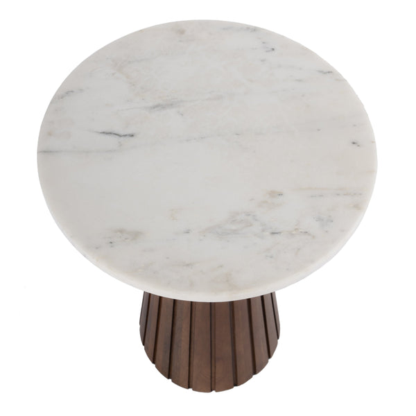 Butler Specialty Dara Luxurious Round Marble Top Side Table With Elegant Wood Base For A Sophisticated Home Space Brown Mango,Marble,Iron 5806389-butler