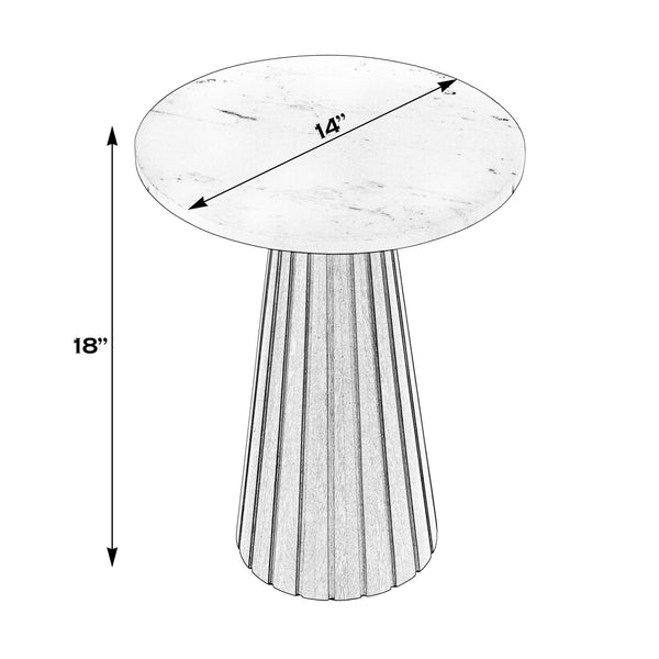Butler Specialty Dara Luxurious Round Marble Top Side Table With Elegant Wood Base For A Sophisticated Home Space Brown Mango,Marble,Iron 5806389-butler