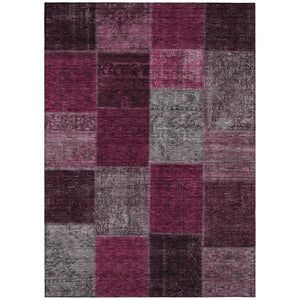 HomeRoots 9' Versatile Merlot Burgundy and Gray Patchwork Indoor Outdoor Area Rug – Durable, Washable, Stylish! 9' X 12' 580638