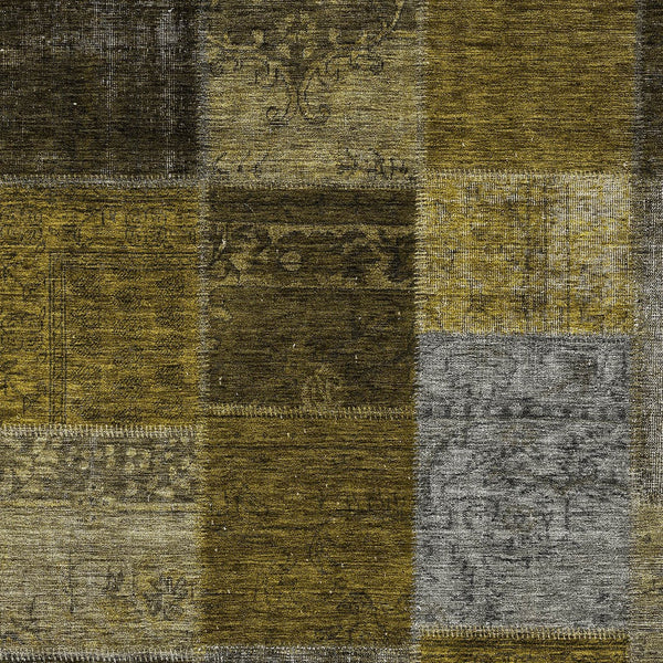 Homeroots 3' Copper Navy Blue And Gold Patchwork Area Rug – Stylish, Washable, Indoor/Outdoor & Durable Design 3' X 5' Polyester 580640