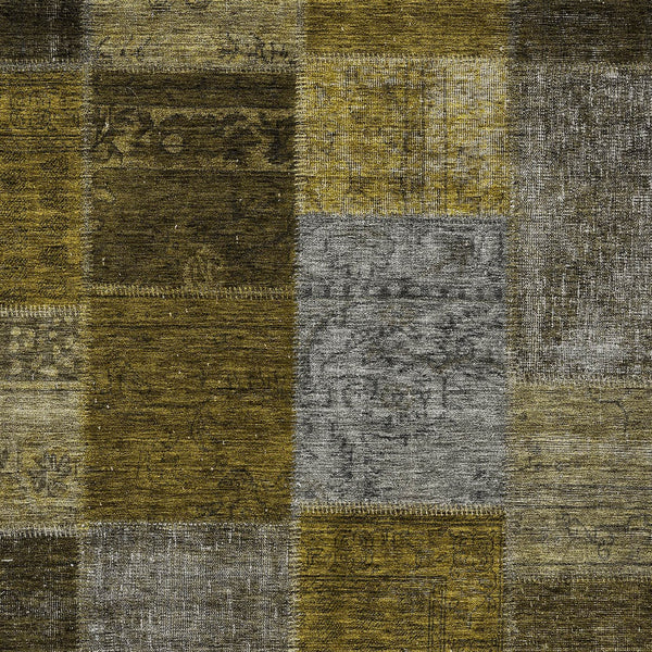 Homeroots 3' Copper Navy Blue And Gold Patchwork Area Rug – Stylish, Washable, Indoor/Outdoor & Durable Design 8' X 10' Polyester 580643