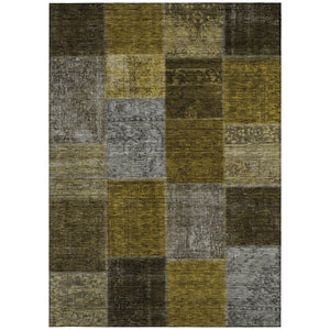 Homeroots 3' Copper Navy Blue And Gold Patchwork Area Rug – Stylish, Washable, Indoor/Outdoor & Durable Design 9' X 12' Polyester 580644