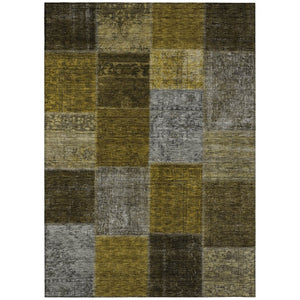 HomeRoots 9' Timeless Patchwork Indoor Outdoor Area Rug in Brown, Gold, and Taupe - Durable & Washable Design 9' X 12' 580644