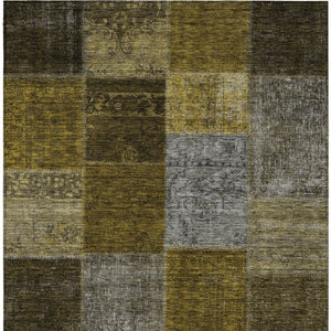 Homeroots 3' Copper Navy Blue And Gold Patchwork Area Rug – Stylish, Washable, Indoor/Outdoor & Durable Design 10' X 14' Polyester 580645