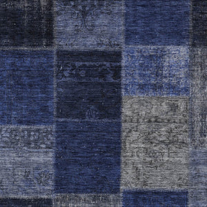 Homeroots 3' Copper Navy Blue And Gold Patchwork Area Rug – Stylish, Washable, Indoor/Outdoor & Durable Design 8' X 10' Polyester 580649