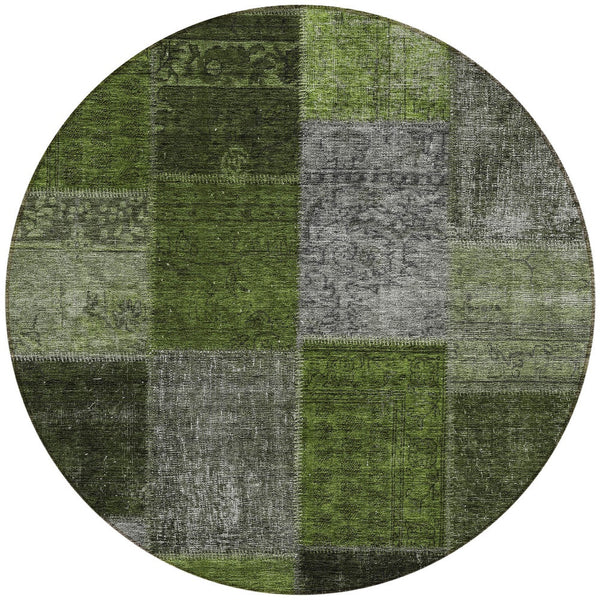 Homeroots 3' Copper Navy Blue And Gold Patchwork Area Rug – Stylish, Washable, Indoor/Outdoor & Durable Design 8' Round Polyester 580654