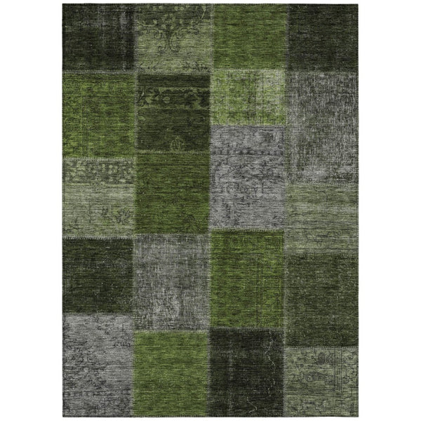 HomeRoots 9' Olive Green Artichoke Patchwork Indoor Outdoor Area Rug - Durable, Washable, Stylish Design 9' X 12' 580656