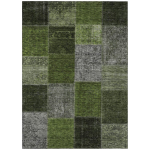 HomeRoots 5' Olive Green and Artichoke Green Patchwork Area Rug - Durable, Washable, Indoor/Outdoor Decor 10' X 14' 580657