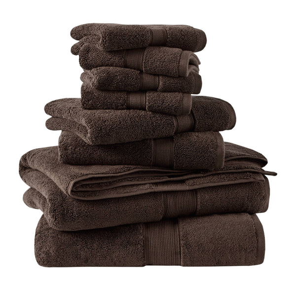 JLA Home Madison Park Signature - Ultra-Soft 100% Cotton Towels | 800 GSM Plush Spa-Quality Set with Antimicrobial Finish, Oeko‑Tex Safe Brown MPS73-196