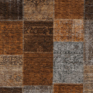 Homeroots 3' Copper Navy Blue And Gold Patchwork Area Rug – Stylish, Washable, Indoor/Outdoor & Durable Design 10' X 14' Polyester 580663