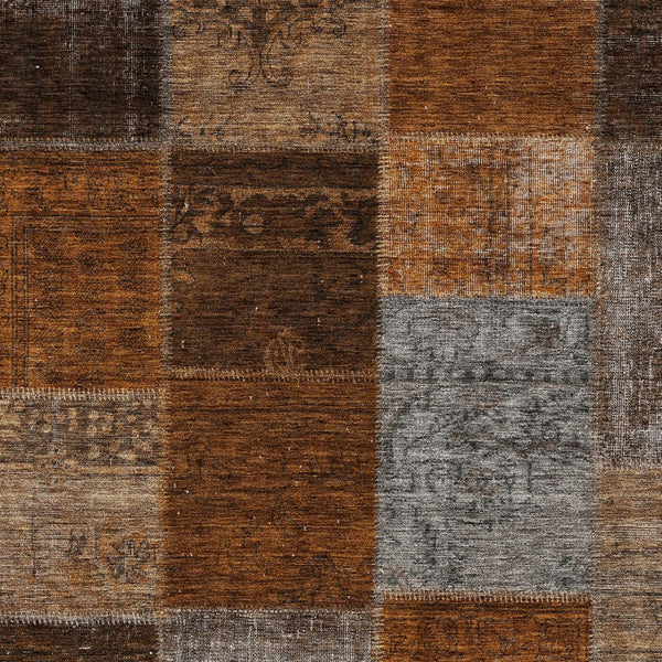 Homeroots 3' Copper Navy Blue And Gold Patchwork Area Rug – Stylish, Washable, Indoor/Outdoor & Durable Design 10' X 14' Polyester 580663