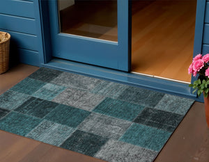 Homeroots 3' Copper Navy Blue And Gold Patchwork Area Rug – Stylish, Washable, Indoor/Outdoor & Durable Design 3' X 5' Polyester 580664