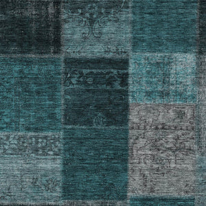 Homeroots 3' Copper Navy Blue And Gold Patchwork Area Rug – Stylish, Washable, Indoor/Outdoor & Durable Design 3' X 5' Polyester 580664