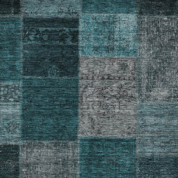 Homeroots 3' Copper Navy Blue And Gold Patchwork Area Rug – Stylish, Washable, Indoor/Outdoor & Durable Design 5' X 8' Polyester 580665