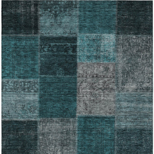 Homeroots 3' Copper Navy Blue And Gold Patchwork Area Rug – Stylish, Washable, Indoor/Outdoor & Durable Design 8' X 10' Polyester 580667