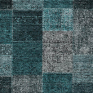 Homeroots 3' Copper Navy Blue And Gold Patchwork Area Rug – Stylish, Washable, Indoor/Outdoor & Durable Design 8' X 10' Polyester 580667