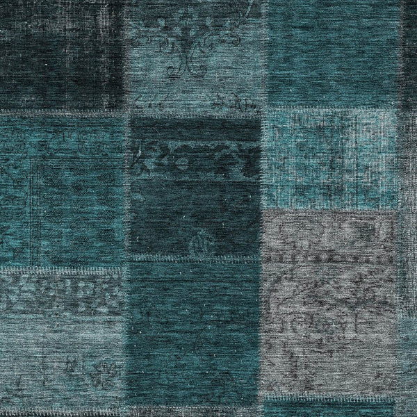 Homeroots 3' Copper Navy Blue And Gold Patchwork Area Rug – Stylish, Washable, Indoor/Outdoor & Durable Design 10' X 14' Polyester 580669