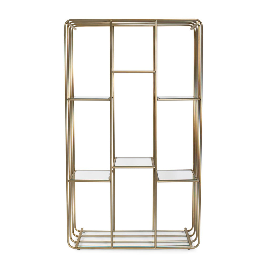 Howard Elliott Perth Matte Gold Etagere - Sleek Modern Display Shelf With 7 Glass Shelves For Books & Decor Items Gold Stainless Steel,Glass 58067-howard-elliott