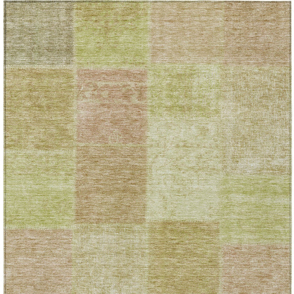 Homeroots 3' Stylish Green Copper And Mint Patchwork Washable Rug For Indoor Outdoor Spaces, Durable & Versatile 3' X 5' Polyester 580670