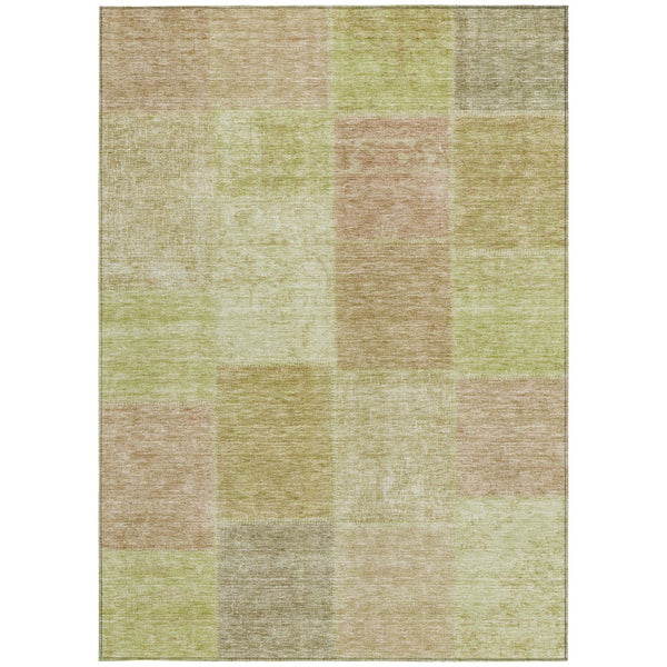 Homeroots 3' Stylish Green Copper And Mint Patchwork Washable Rug For Indoor Outdoor Spaces, Durable & Versatile 5' X 8' Polyester 580671
