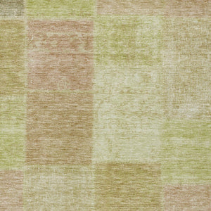 Homeroots 3' Stylish Green Copper And Mint Patchwork Washable Rug For Indoor Outdoor Spaces, Durable & Versatile 8' X 10' Polyester 580673