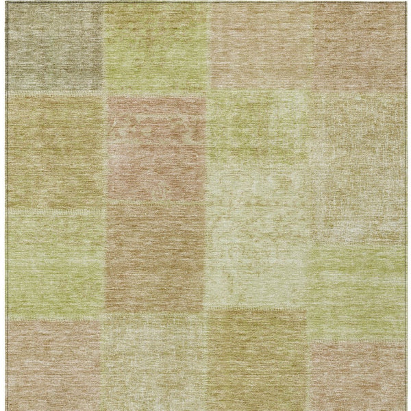 Homeroots 3' Stylish Green Copper And Mint Patchwork Washable Rug For Indoor Outdoor Spaces, Durable & Versatile 9' X 12' Polyester 580674