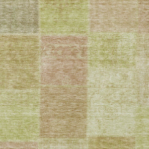 Homeroots 3' Stylish Green Copper And Mint Patchwork Washable Rug For Indoor Outdoor Spaces, Durable & Versatile 9' X 12' Polyester 580674