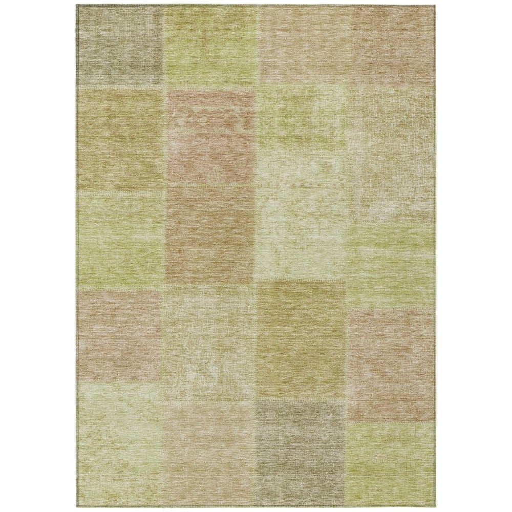 HomeRoots 5' Colorful Copper and Mint Green Patchwork Area Rug – Washable, Durable for Indoor/Outdoor Spaces 10' X 14' 580675