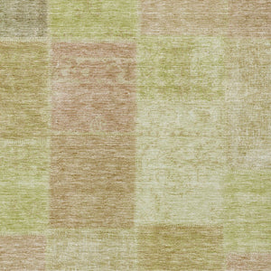 Homeroots 3' Stylish Green Copper And Mint Patchwork Washable Rug For Indoor Outdoor Spaces, Durable & Versatile 10' X 14' Polyester 580675