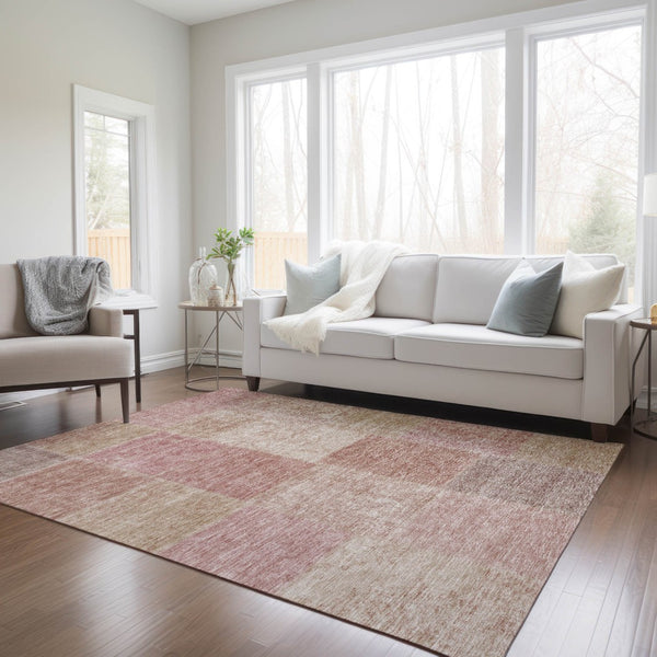 Homeroots 3' Stylish Green Copper And Mint Patchwork Washable Rug For Indoor Outdoor Spaces, Durable & Versatile 3' X 5' Polyester 580676