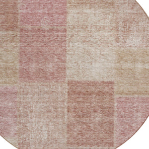 Homeroots 3' Stylish Green Copper And Mint Patchwork Washable Rug For Indoor Outdoor Spaces, Durable & Versatile 8' Round Polyester 580678