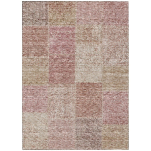 HomeRoots 5' Blush Pink and Mauve Patchwork Area Rug – Stylish, Durable, Washable for Indoor and Outdoor Spaces 8' X 10' 580679