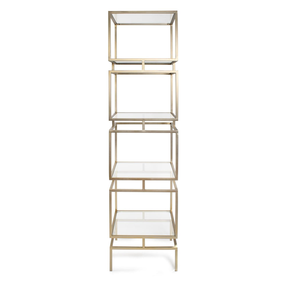 Howard Elliott Canberrn Cube Etagere - Modern Matte Gold & Glass Shelves For Stylish Display & Organizing Decor Gold Stainless Steel,Glass 58068-howard-elliott