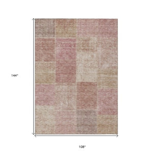 Homeroots 3' Stylish Green Copper And Mint Patchwork Washable Rug For Indoor Outdoor Spaces, Durable & Versatile 9' X 12' Polyester 580680