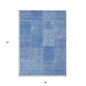 Homeroots 3' Stylish Green Copper And Mint Patchwork Washable Rug For Indoor Outdoor Spaces, Durable & Versatile 3' X 5' Polyester 580682