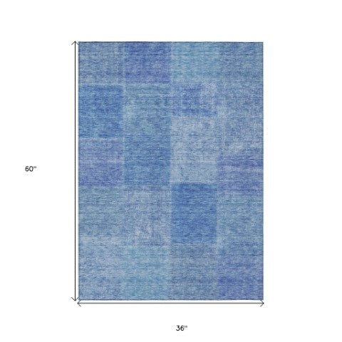 Homeroots 3' Stylish Green Copper And Mint Patchwork Washable Rug For Indoor Outdoor Spaces, Durable & Versatile 3' X 5' Polyester 580682