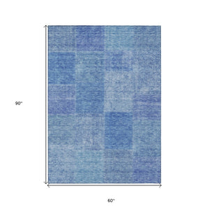 Homeroots 3' Stylish Green Copper And Mint Patchwork Washable Rug For Indoor Outdoor Spaces, Durable & Versatile 5' X 8' Polyester 580683