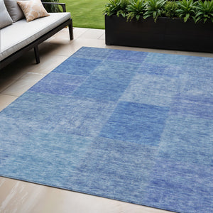 Homeroots 3' Stylish Green Copper And Mint Patchwork Washable Rug For Indoor Outdoor Spaces, Durable & Versatile 5' X 8' Polyester 580683