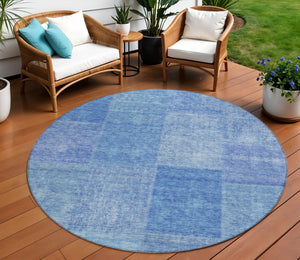 Homeroots 3' Stylish Green Copper And Mint Patchwork Washable Rug For Indoor Outdoor Spaces, Durable & Versatile 8' Round Polyester 580684