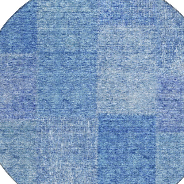 Homeroots 3' Stylish Green Copper And Mint Patchwork Washable Rug For Indoor Outdoor Spaces, Durable & Versatile 8' Round Polyester 580684