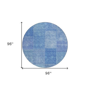 Homeroots 3' Stylish Green Copper And Mint Patchwork Washable Rug For Indoor Outdoor Spaces, Durable & Versatile 8' Round Polyester 580684