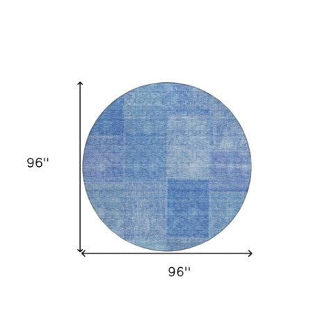 Homeroots 3' Stylish Green Copper And Mint Patchwork Washable Rug For Indoor Outdoor Spaces, Durable & Versatile 8' Round Polyester 580684