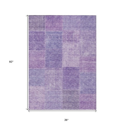 Homeroots 3' Stylish Green Copper And Mint Patchwork Washable Rug For Indoor Outdoor Spaces, Durable & Versatile 3' X 5' Polyester 580688