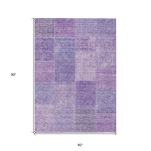 Homeroots 3' Stylish Green Copper And Mint Patchwork Washable Rug For Indoor Outdoor Spaces, Durable & Versatile 5' X 8' Polyester 580689