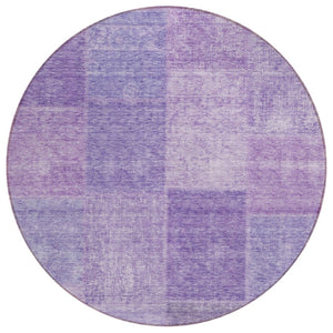 HomeRoots 5' Elegant Lavender and Purple Patchwork Rug - Stylish, Washable, Indoor/Outdoor Versatile Accent 8' Round 580690