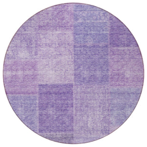 Homeroots 3' Stylish Green Copper And Mint Patchwork Washable Rug For Indoor Outdoor Spaces, Durable & Versatile 8' Round Polyester 580690