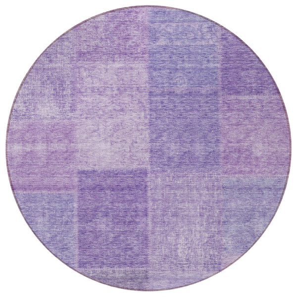 Homeroots 3' Stylish Green Copper And Mint Patchwork Washable Rug For Indoor Outdoor Spaces, Durable & Versatile 8' Round Polyester 580690