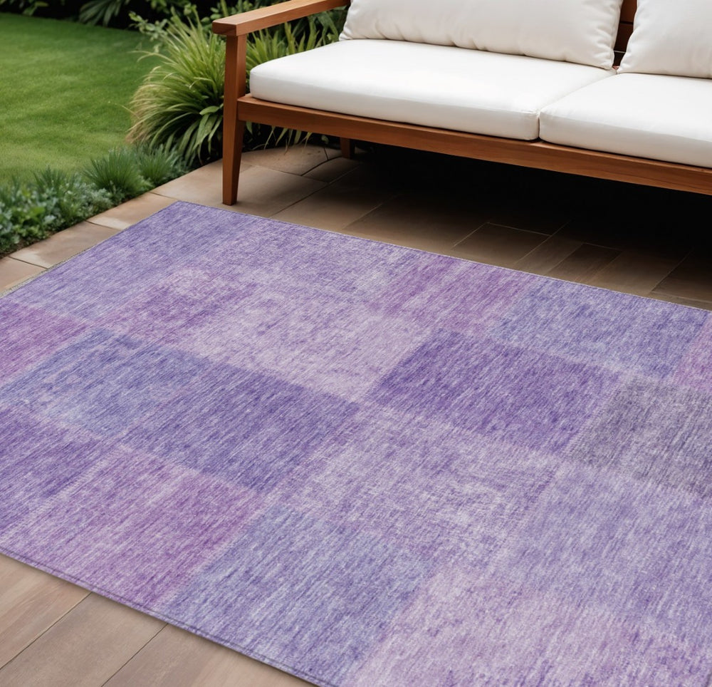 HomeRoots 9' Lavender and Purple Patchwork Area Rug - Washable, Stain Resistant, Perfect for Indoor & Outdoor Use 9' X 12' 580692