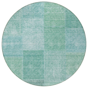 Homeroots 3' Stylish Green Copper And Mint Patchwork Washable Rug For Indoor Outdoor Spaces, Durable & Versatile 8' Round Polyester 580696